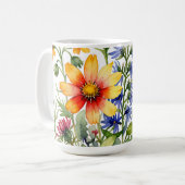 色とりどりの野の花の水彩画 コーヒーマグカップ (正面左)