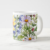 色とりどりの野の花の水彩画 ジャンボコーヒーマグカップ (正面右)