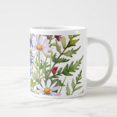 色とりどりの野の花の水彩画 ジャンボコーヒーマグカップ (右)