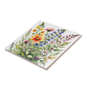 色とりどりの野の花の水彩画 タイル (側面)