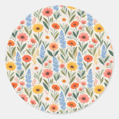 色とりどりの野生の花 ラウンドシール (正面)