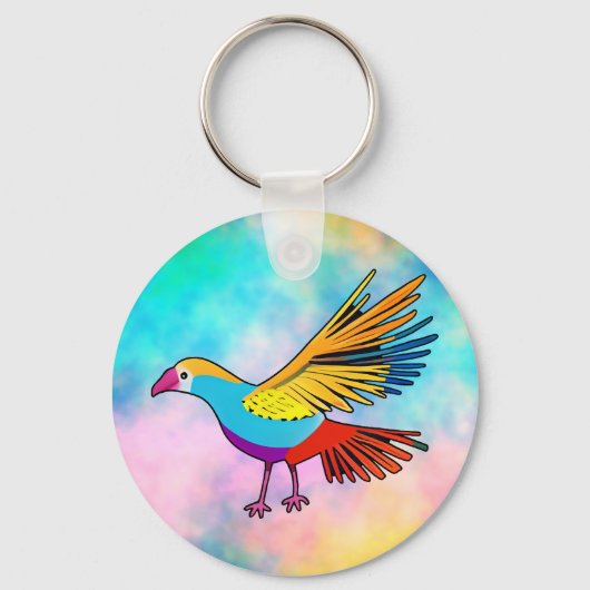 色とりどりの鳥 広げた翼 キーホルダー (正面)