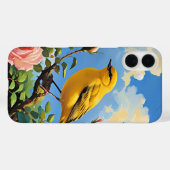 色とりどりの黄色い鳥と可愛らしいピンクのバラ Case-Mate iPhoneケース (裏面 (横))