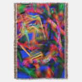 色とりどりの「筆跡」のあるゆがんだ四角形たち スローブランケット (正面縦)