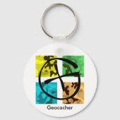色とロゴの付いたGeocaching Keychain キーホルダー (正面)