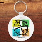 色とロゴの付いたGeocaching Keychain キーホルダー (正面)