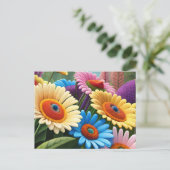 色と喜びのバースト – 数々の色の野花 ポストカード (スタンド正面)