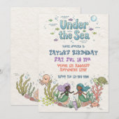 色と多様性に満ちた海の人魚の誕生日 招待状 (正面/裏面)