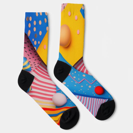 色と形鮮やか状の幾何形状 ソックス (右)
