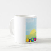 色と彩る花々の春の牧場の太陽 コーヒーマグカップ (正面左)