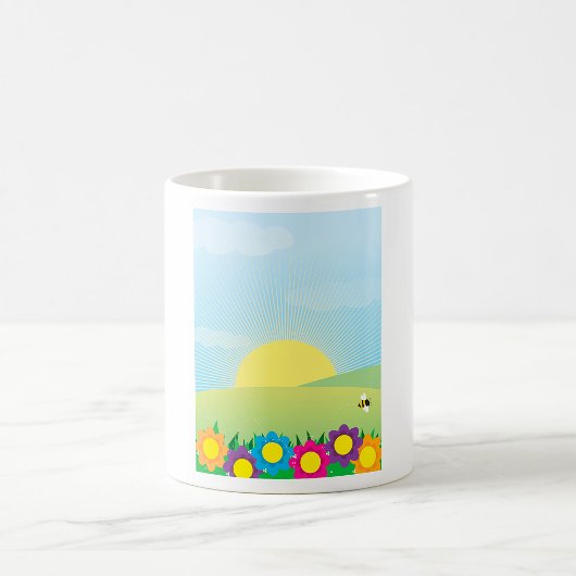 色と彩る花々の春の牧場の太陽 コーヒーマグカップ