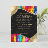 色と数々の金ゴールドステンドグラス21歳の誕生日 招待状 (スタンド正面)