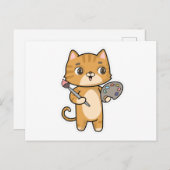 色と筆で絵を描く猫 ポストカード (正面/裏面)