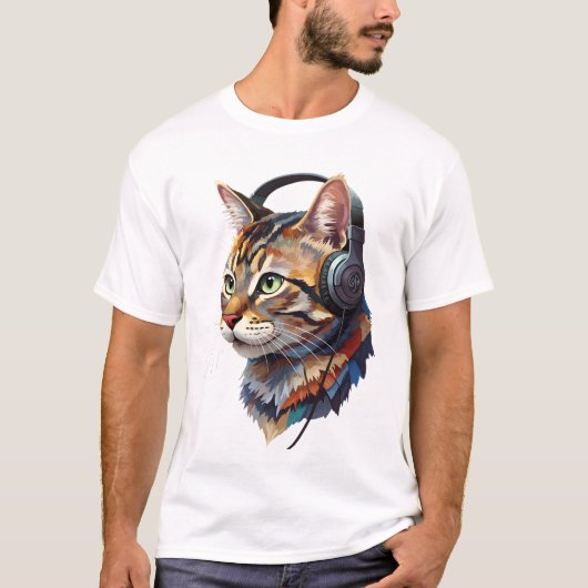 色と音の抽象猫 - Sound of Whiskers Tシャツ (正面)