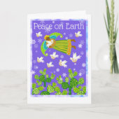 色と鳩の天使は平和への希望を広めた カード (正面)