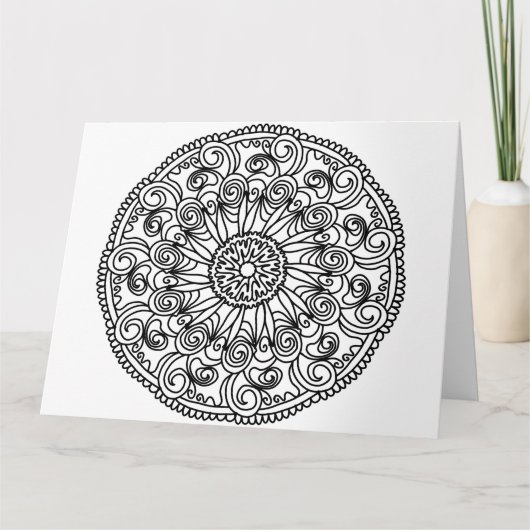 色ぬり スワール フラワー グリーティング カード (正面)