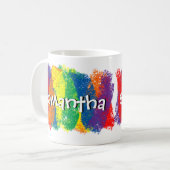 色のおもしろいそしてパーソナライズなかわいい虹 コーヒーマグカップ (正面左)