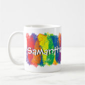 色のおもしろいそしてパーソナライズなかわいい虹 コーヒーマグカップ (左)
