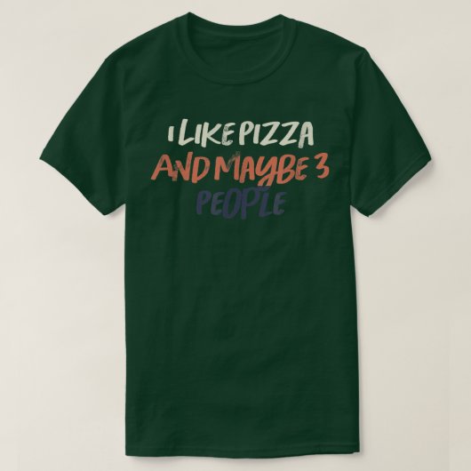 色のおもしろいレトロ好きピザと多分3人 Tシャツ (デザイン正面)