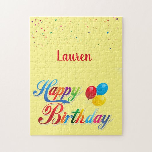 色のかわいらしハッピーバースデーバルーン ジグソーパズル (縦)