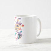 色のしぶきのオレンジ コーヒーマグカップ (正面右)