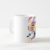 色のしぶきのオレンジ コーヒーマグカップ (正面左)