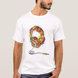 色のしぶきのヘッドホーン Tシャツ