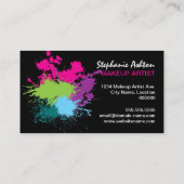 色のしぶきの渦巻のメーキャップアーティスト 名刺 (裏面)