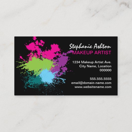 色のしぶきの渦巻のメーキャップアーティスト 名刺 (裏面)