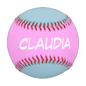色のみ青とピンク+名前とアイディア 野球ボール (裏面)