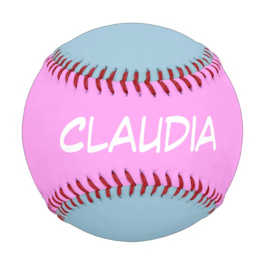 色のみ青とピンク+名前とアイディア 野球ボール (裏面)