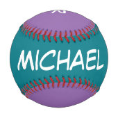 色のみ青とピンク+名前とアイディア 野球ボール (正面)