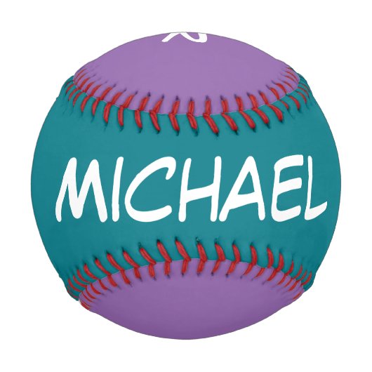 色のみ青とピンク+名前とアイディア 野球ボール (正面)