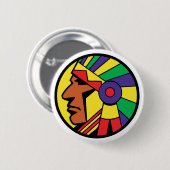 色のインディアンの頭部 缶バッジ (正面&裏面)