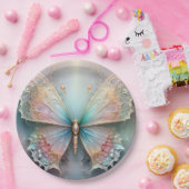 色のウィスパー：パステルフラクタルバタフライドリーム ペーパープレート (パーティー)
