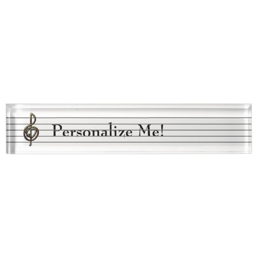 色のエンボスの一見のト音記号を選び、聞いて下さい デスクネームプレート (正面)