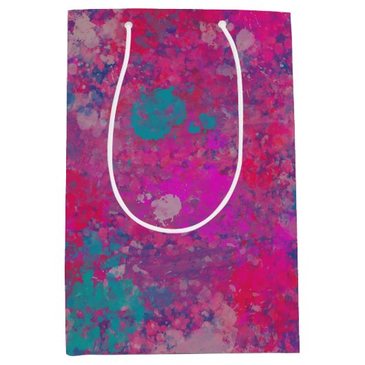 色のカスケード抽象デザインパターン ミディアムペーパーバッグ (正面)