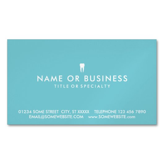 色のカスタマイズ可能なシンプル歯科 マグネット名刺 (正面)