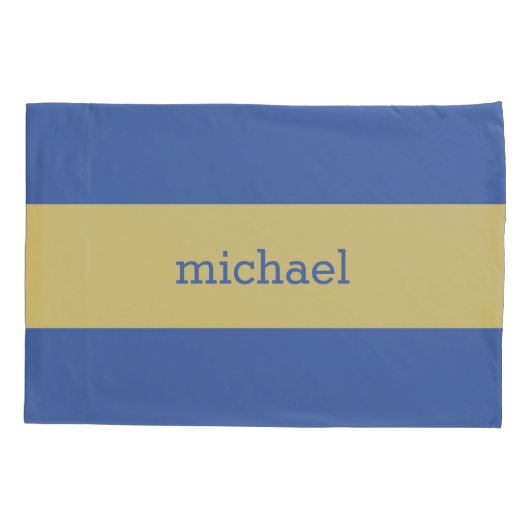 色のカスタムのモノグラムの黄色のストライプ 枕カバー (裏面)