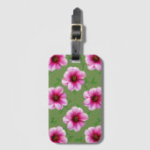 色のカラフルなピンクのダリアの花 ラゲッジタグ (正面縦)