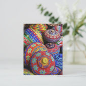 色のカラフルプラスチック製ビーズ ポストカード (スタンド正面)