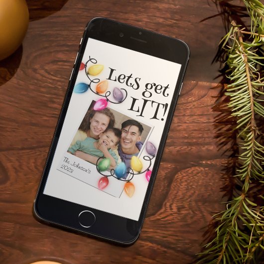 色のクリスマスライト写真クリスマス シーズンカード