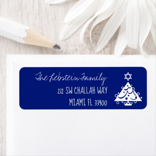 色のクリスマス + ハヌカーの木 + チョーク|の青 ラベル (インサイチュ)