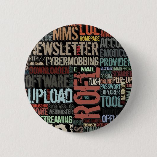 色のコンピュータ辞書ボタン 缶バッジ (正面)