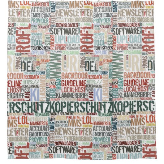 色のコンピュータ辞書 シャワーカーテン (正面)