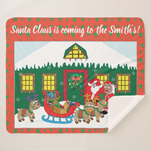 色のサンタクロースをパーソナライズ シェルパブランケット (正面(横))