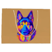 色のジャーマン・シェパード犬 ラージペーパーバッグ (裏面)