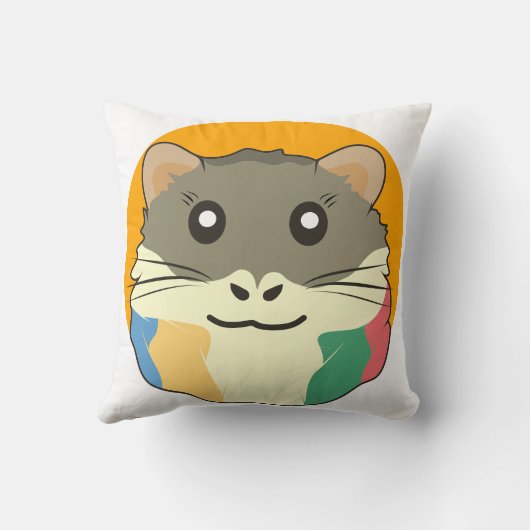 色のスカーフを着数々のた漫画のハムスター クッション (裏面)