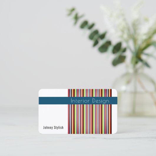 色のストライブ柄ラインパターンカバーの芸術 名刺 (スタンド正面)