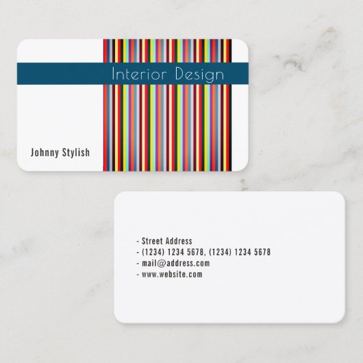 色のストライブ柄ラインパターンカバーの芸術 名刺 (正面/裏面)